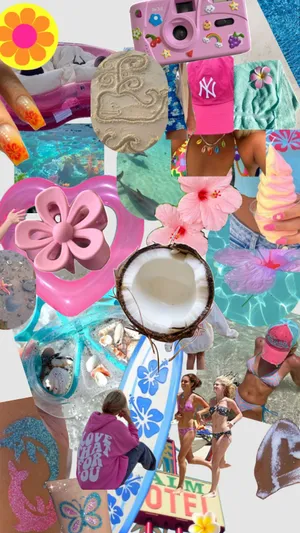 Preppy Summer Collage Wallpaper