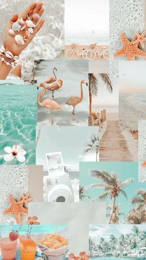 Preppy Summer Collage Aesthetic.jpg Wallpaper