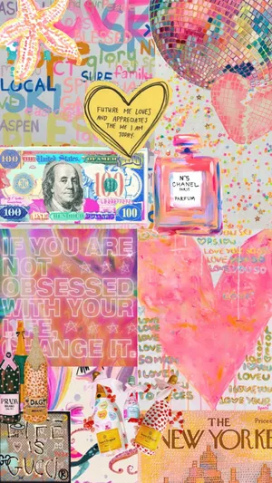 Preppy Summer Collage Artwork Wallpaper