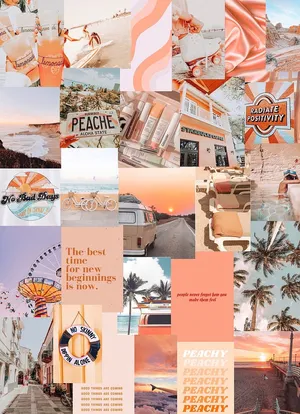 Preppy Summer Collage Peachy Vibes Wallpaper