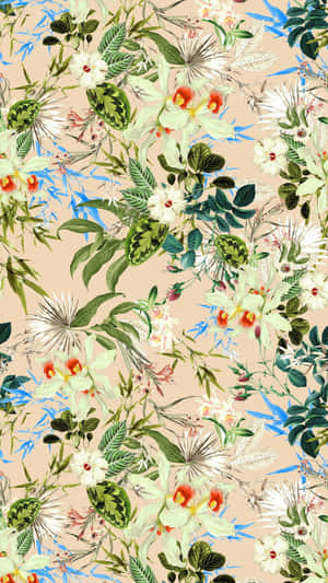 Preppy Summer Floral Pattern Wallpaper
