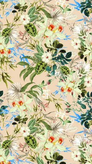 Preppy Summer Floral Pattern Wallpaper