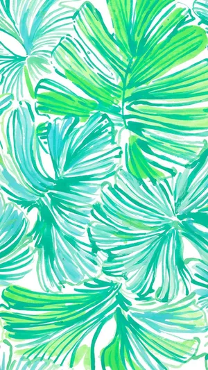 Preppy Summer Tropical Leaves Pattern Wallpaper