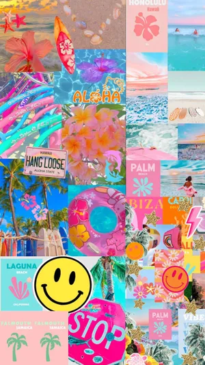 Preppy Summer Vibes Collage Wallpaper