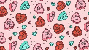 Preppy Valentines Day Candy Hearts Wallpaper