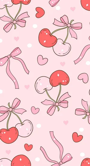 Preppy Valentines Day Cherries Wallpaper
