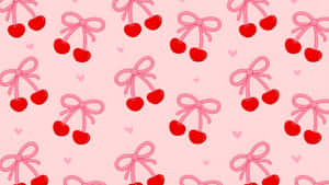 Preppy Valentines Day Cherry Pattern Wallpaper