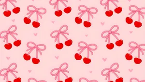 Preppy Valentines Day Cherry Pattern Wallpaper