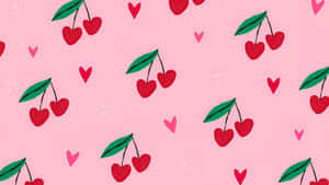 Preppy Valentines Day Cherry Pattern Wallpaper