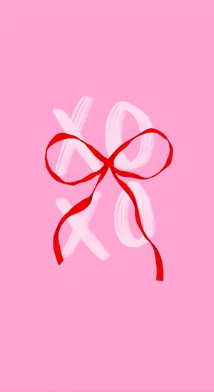 Preppy Valentines Day Ribbon Wallpaper