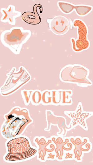 Preppy Vogue Sticker Collage Wallpaper