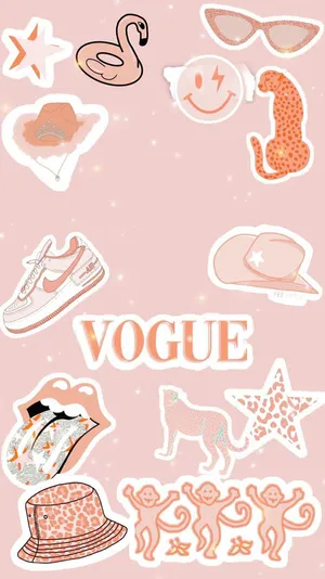 Preppy Vogue Sticker Collage Wallpaper