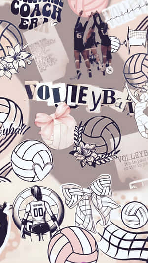 Preppy Volleyball Collage Wallpaper