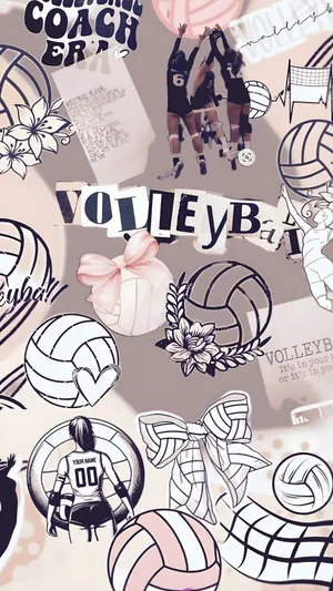 Preppy Volleyball Collage Wallpaper