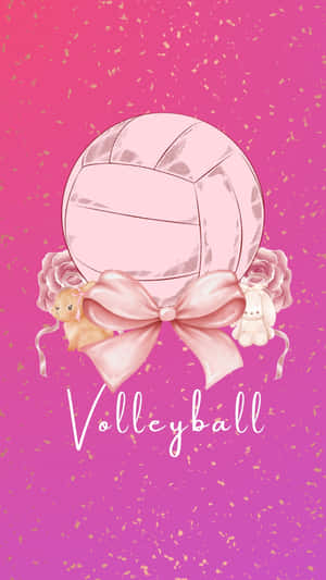 Preppy Volleyball Pink Design Wallpaper