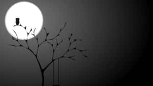 Pretty Black Moon With Tree Wallpaper