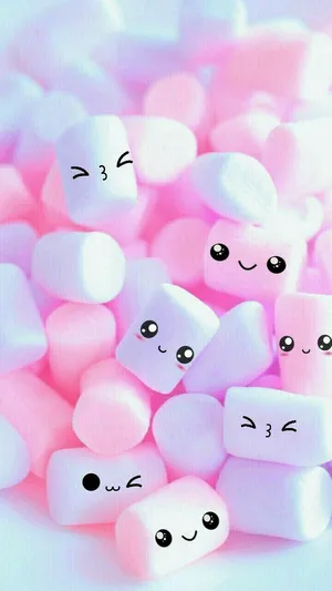 Pretty Cute Phone Smiling Marshmallows Wallpaper