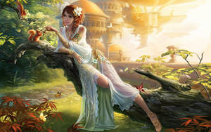 Pretty Desktop Forest Princess Wallpaper