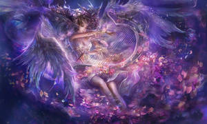 Pretty Desktop Purple Angel Wallpaper