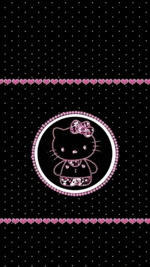 Pretty Dotted Black Hello Kitty Wallpaper