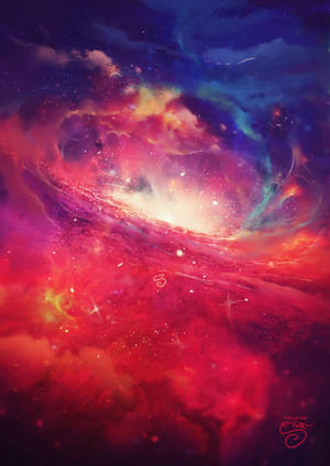 Pretty Galaxy Swirling Orange Purple Wallpaper