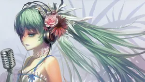 Pretty Girl Cartoon With Headphones Wallpaper