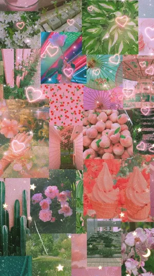 Pretty In Pink And Green Wallpaper