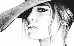 Pretty Woman Pencil Drawing Wallpaper