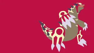 Primal Groudon Illuminated By Crisp Highlights Against A Vibrant Crimson Background Wallpaper