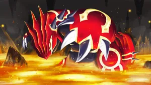Primal Groudon In Lava Wallpaper