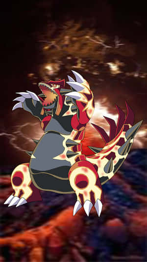 Primal Groudon In Volcano Backdrop Wallpaper