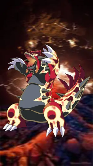Primal Groudon In Volcano Backdrop Wallpaper