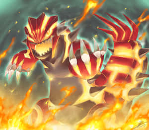 Primal Groudon With Fire Graphic Wallpaper
