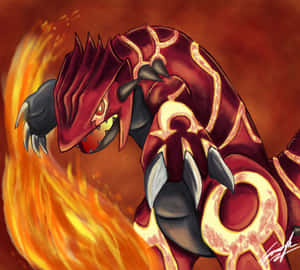 Primal Groudon With Fire Near Body Wallpaper