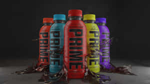 Prime Hydration Drink Bottles Splash Wallpaper