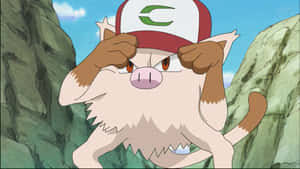 Primeape Pokemon Wearing Red And White Cap Wallpaper