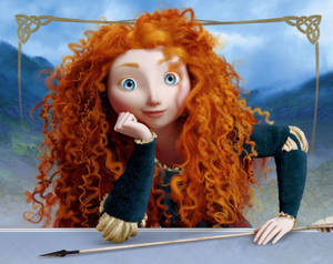 Princess Merida Displaying Skills With Bow And Arrow Wallpaper