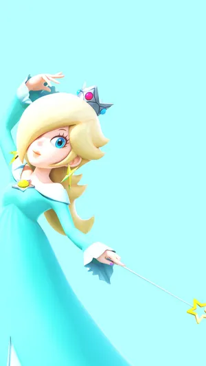 Princess Rosalina Striking A Pose In A Galaxy-themed Background Wallpaper