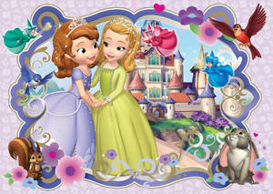 Princess Sofia And Amber Sweet Moment Wallpaper