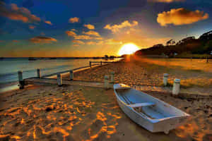 Pristine Australia Beach At Sunset Wallpaper