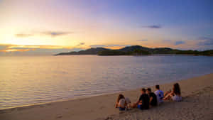 Pristine Fiji Beach At Sunset Wallpaper