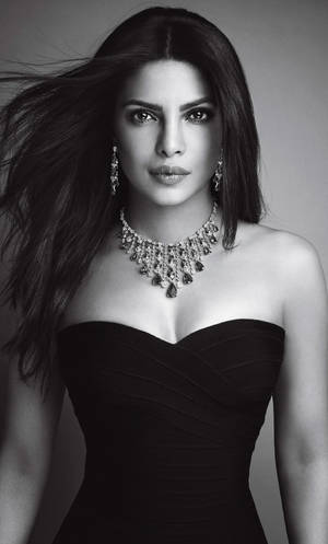 Priyanka Chopra Black And White Image Wallpaper