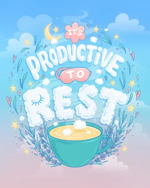 Productive Rest Self Care Aesthetic Wallpaper