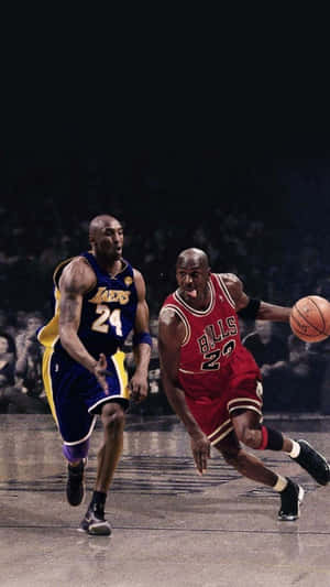 Professional Basketball Players Kobe Bryant And Michael Jordan Illustration Wallpaper