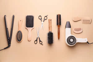 Professional Hair Styling Tools Flatlay Wallpaper