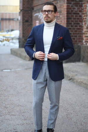 Professional Look For The Modern Man With A Navy Blue Blazer Wallpaper