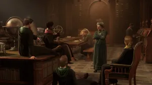 Professor Snape Introducing The Basics Of Potion-making To The Eager Students Of Hogwarts Wallpaper