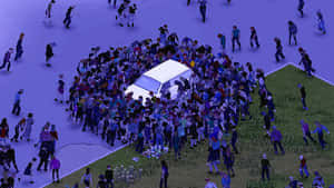 Project Zomboid Zombie Horde Surrounding Car Wallpaper