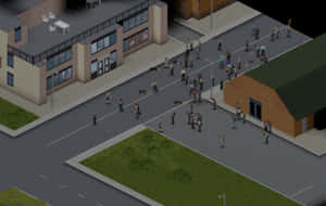 Project Zomboid Zombie Outbreak Scene Wallpaper