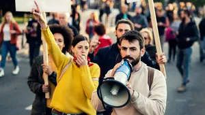 Protest Leaders With Megaphone Wallpaper